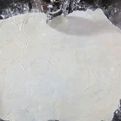 Dough cutter creating round dumpling wrappers