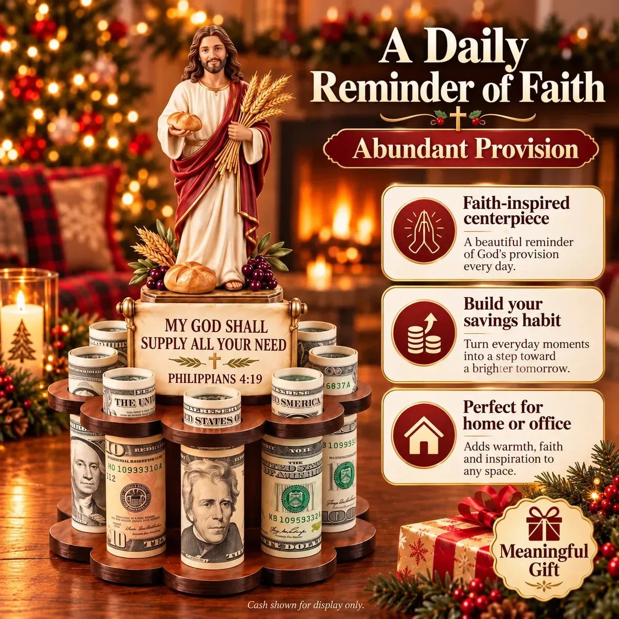 Christian Bible verse savings stand detail