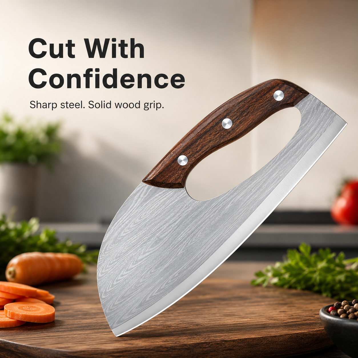 Comfortable grip kitchen cutting knife