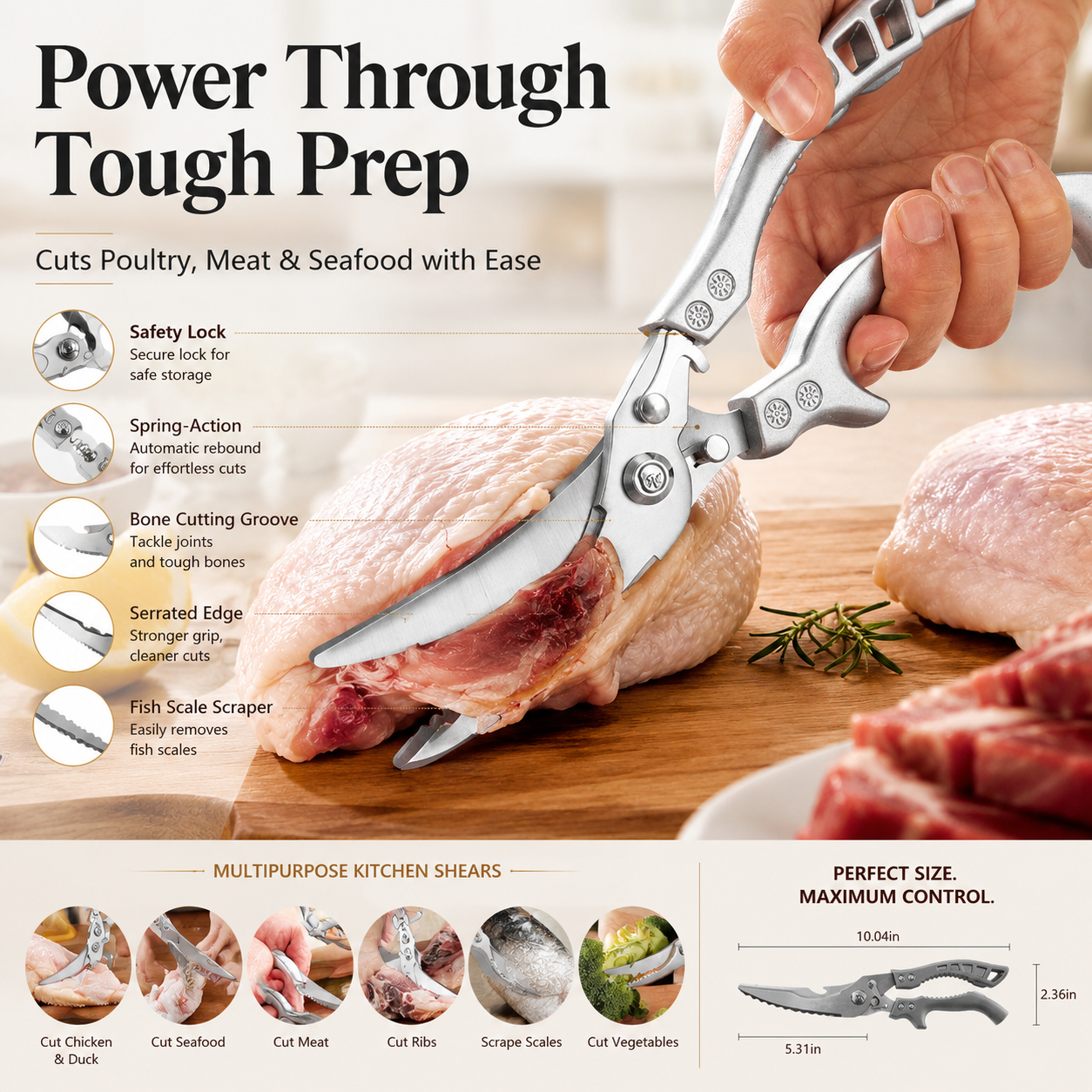 Heavy-duty multipurpose kitchen shears full product display