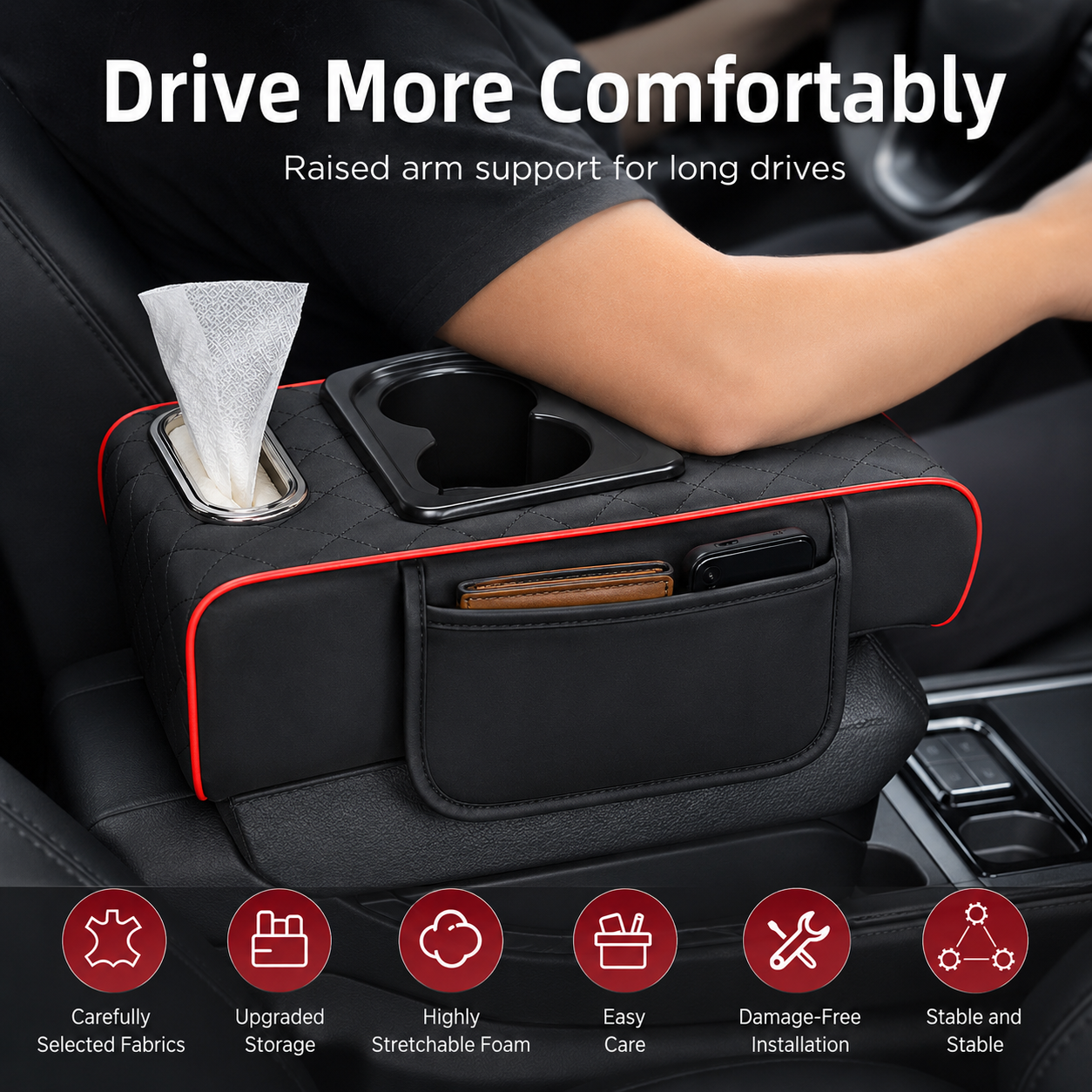 Car armrest pad size and details