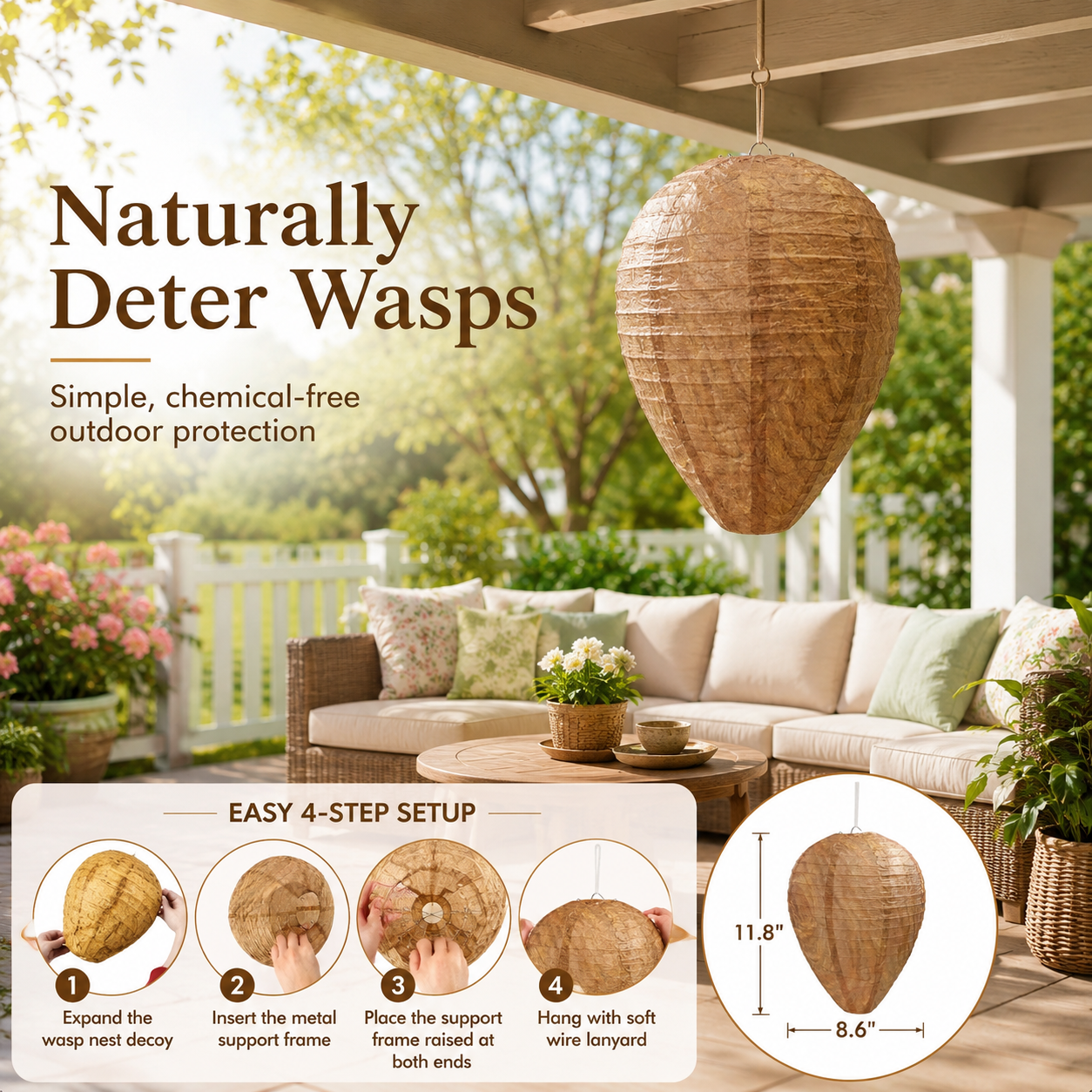 Wasp nest decoy size and product details