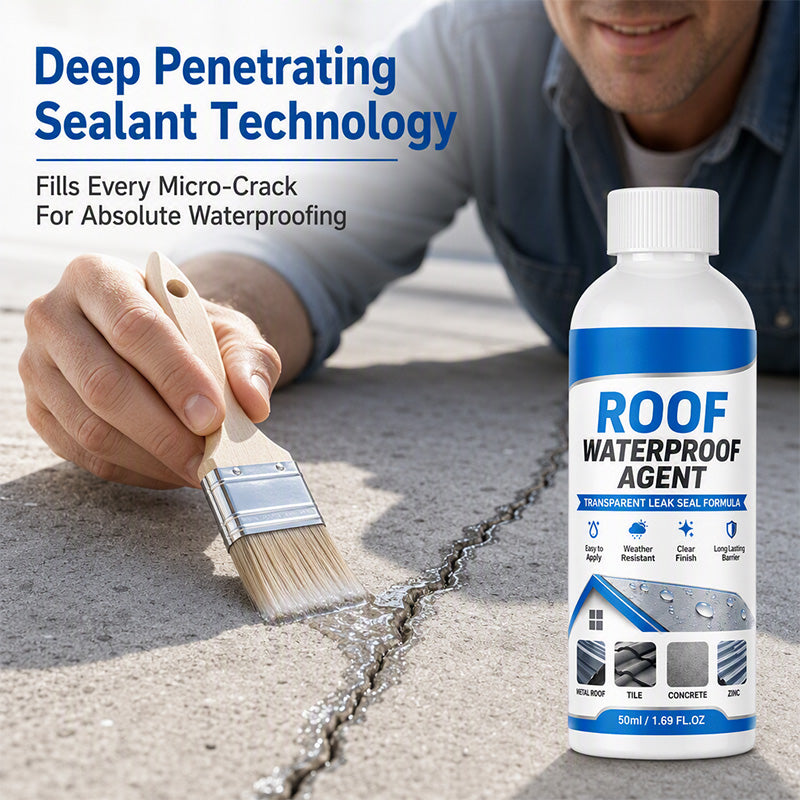 Penetrating liquid sealant filling fine roof cracks and seams