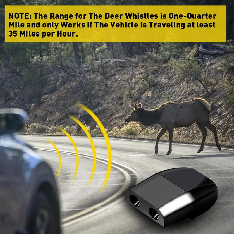 Airflow activated deer warning whistle