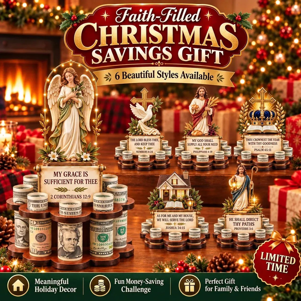 Christian Bible verse savings stand detail