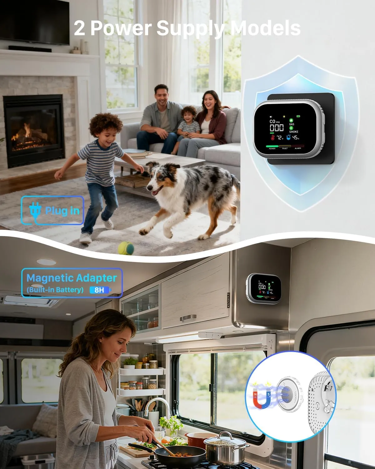 6 in 1 smart CO and gas detector main profile view