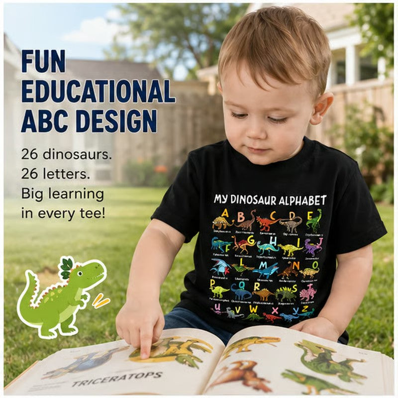 Dinosaur alphabet graphic kids t-shirt