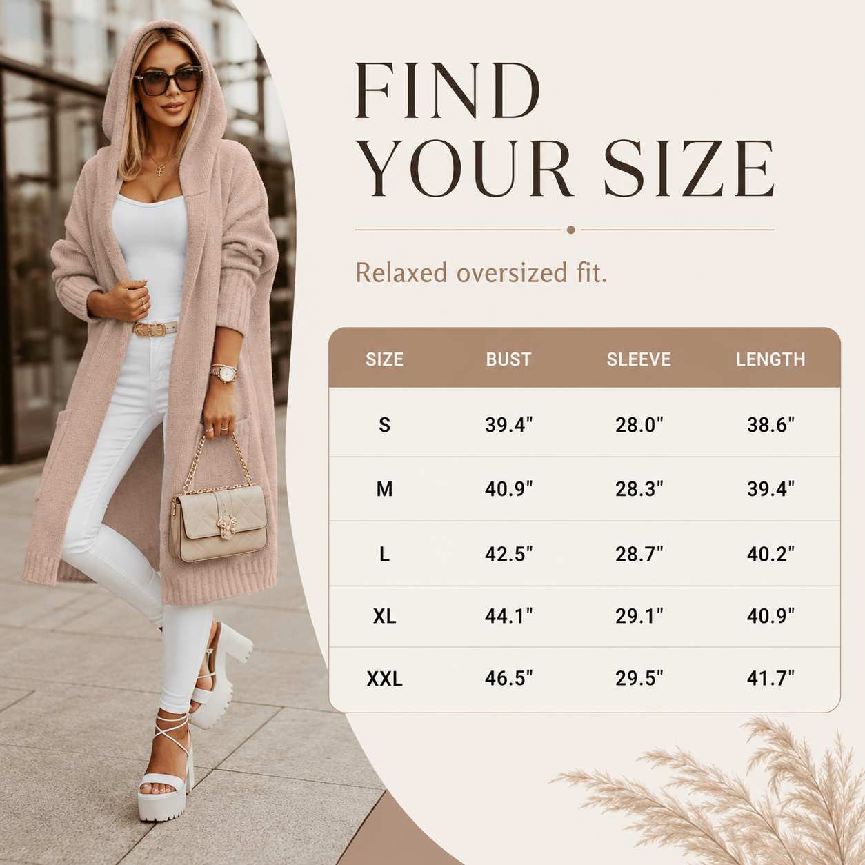 Oversized hooded knit cardigan product overview
