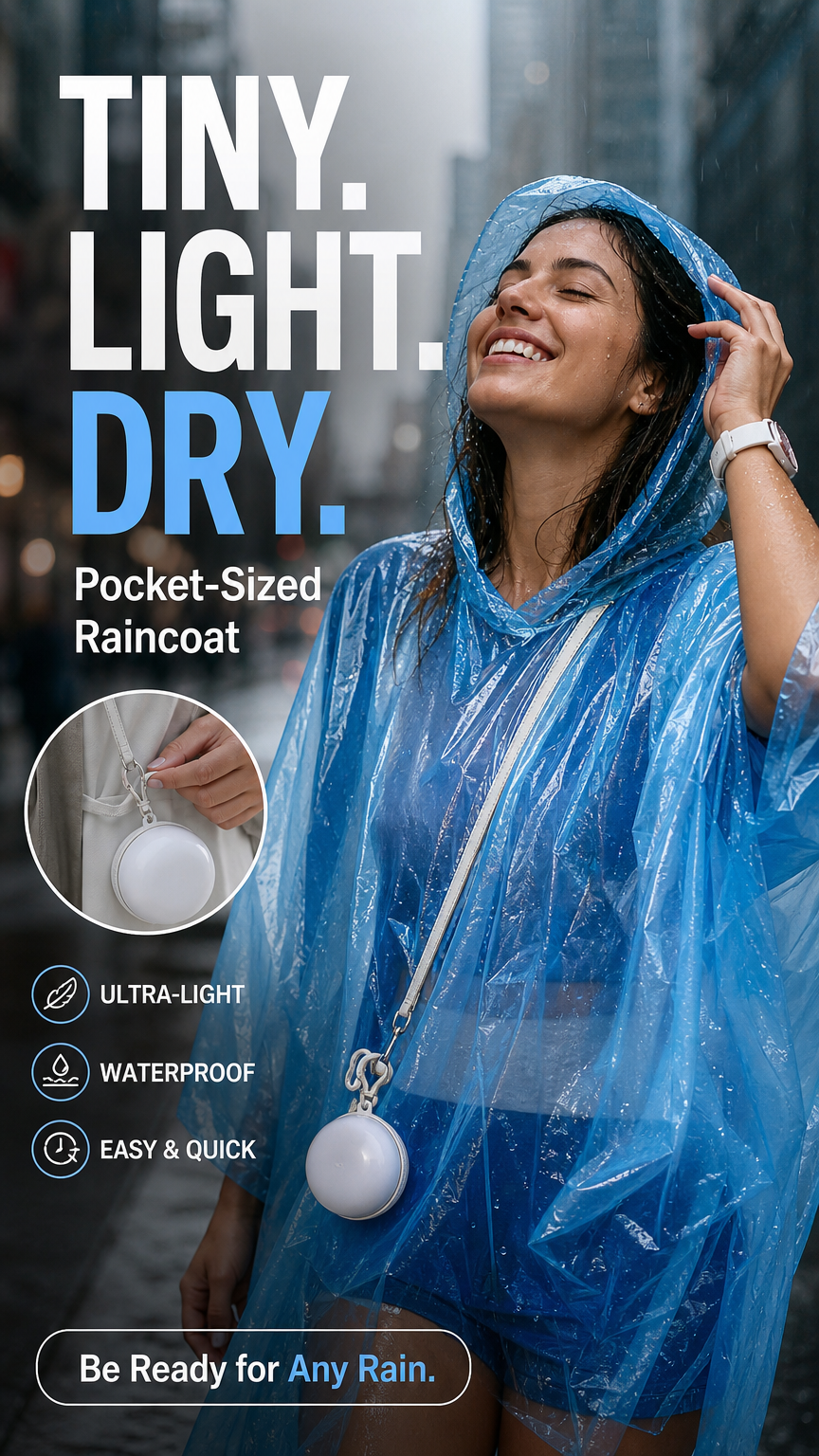 Portable pocket size emergency raincoat