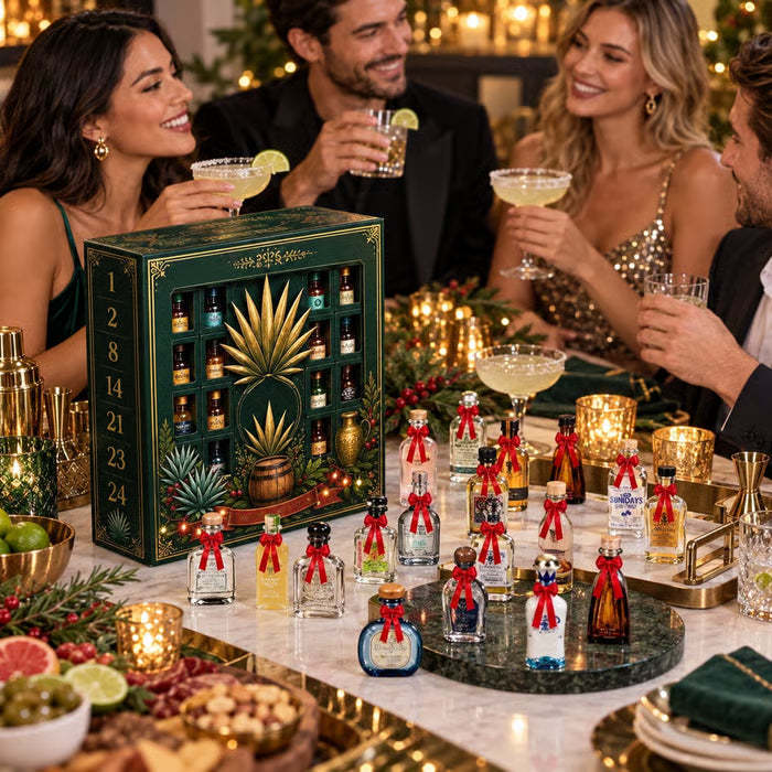 24-Day Mini Tequila Bottle Advent Blind Box for Holiday Celebration, Bar Table Decor, Collector Gift & Family Countdown - 2D Flat Acrylic