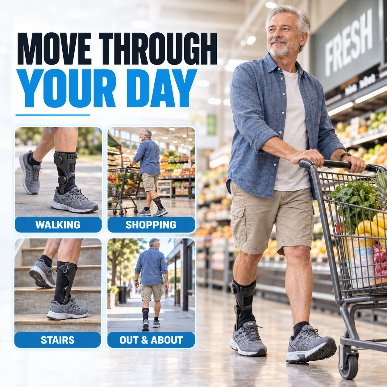 AFO brace for everyday walking mobility