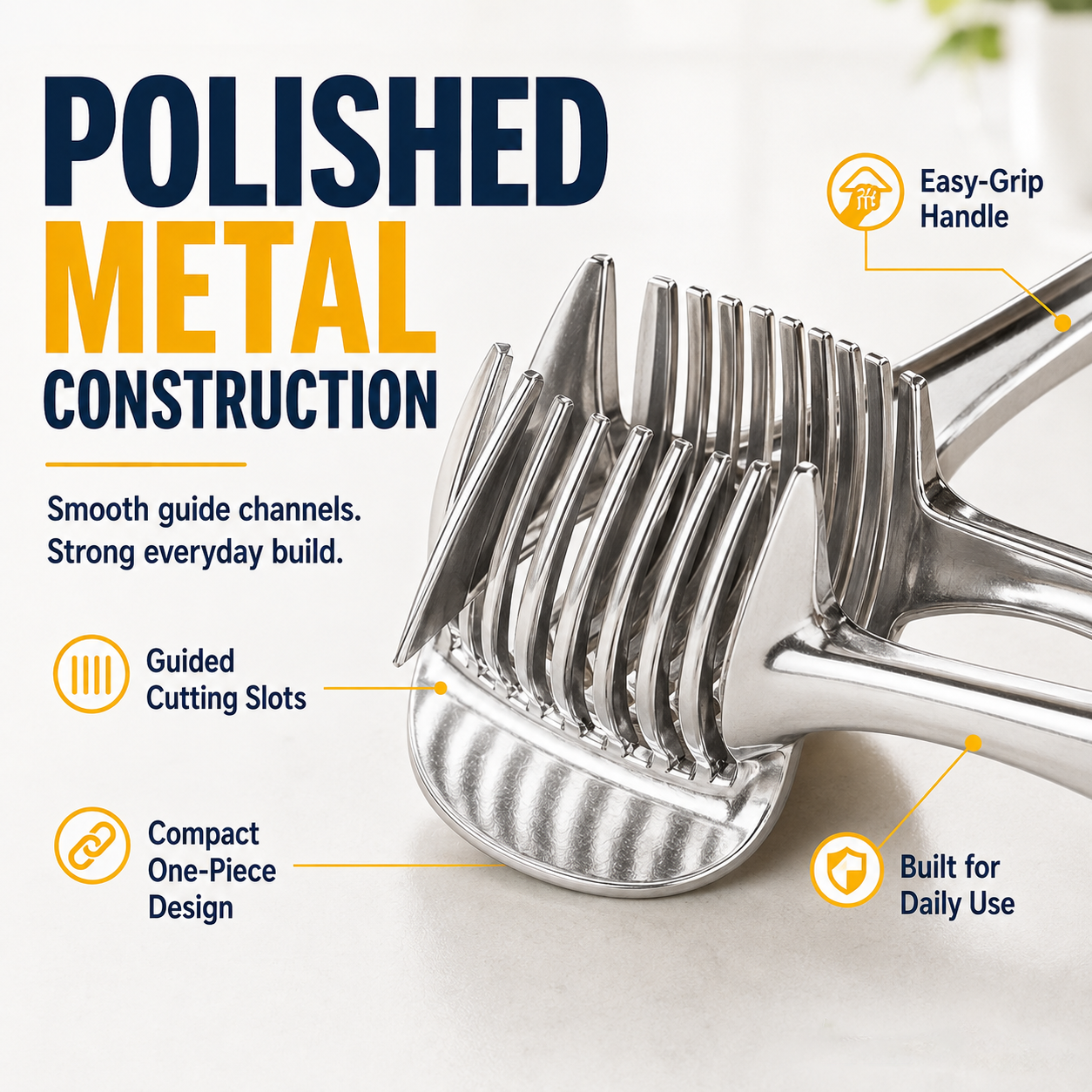 Evenly spaced channels on kitchen food slicing guide