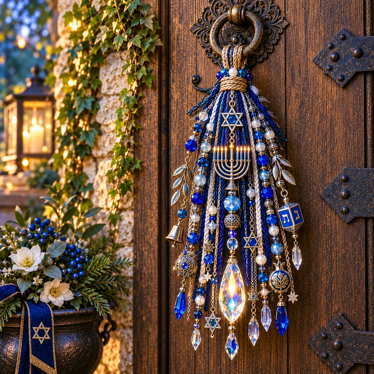 Hanukkah door blessing displayed in a home