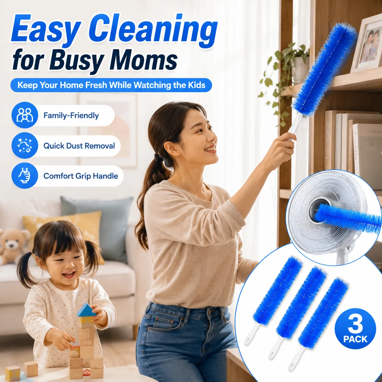Flexible bendable dust cleaning brush