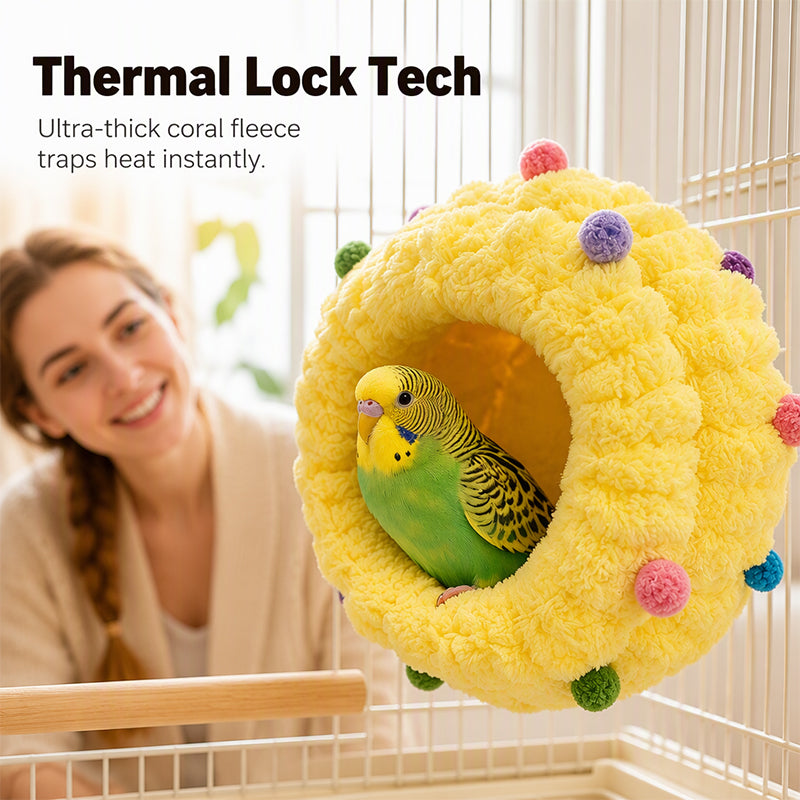 Thick textured fleece interior of the bird nest