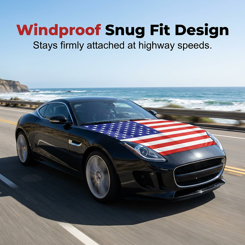 Windproof snug fit patriotic hood cover