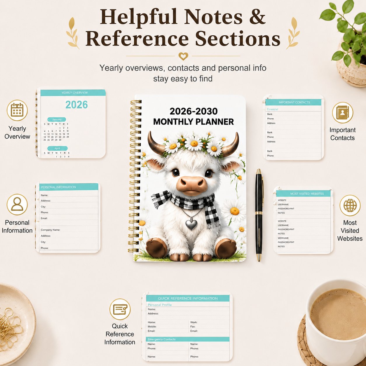 Planner important dates notes and reference pages