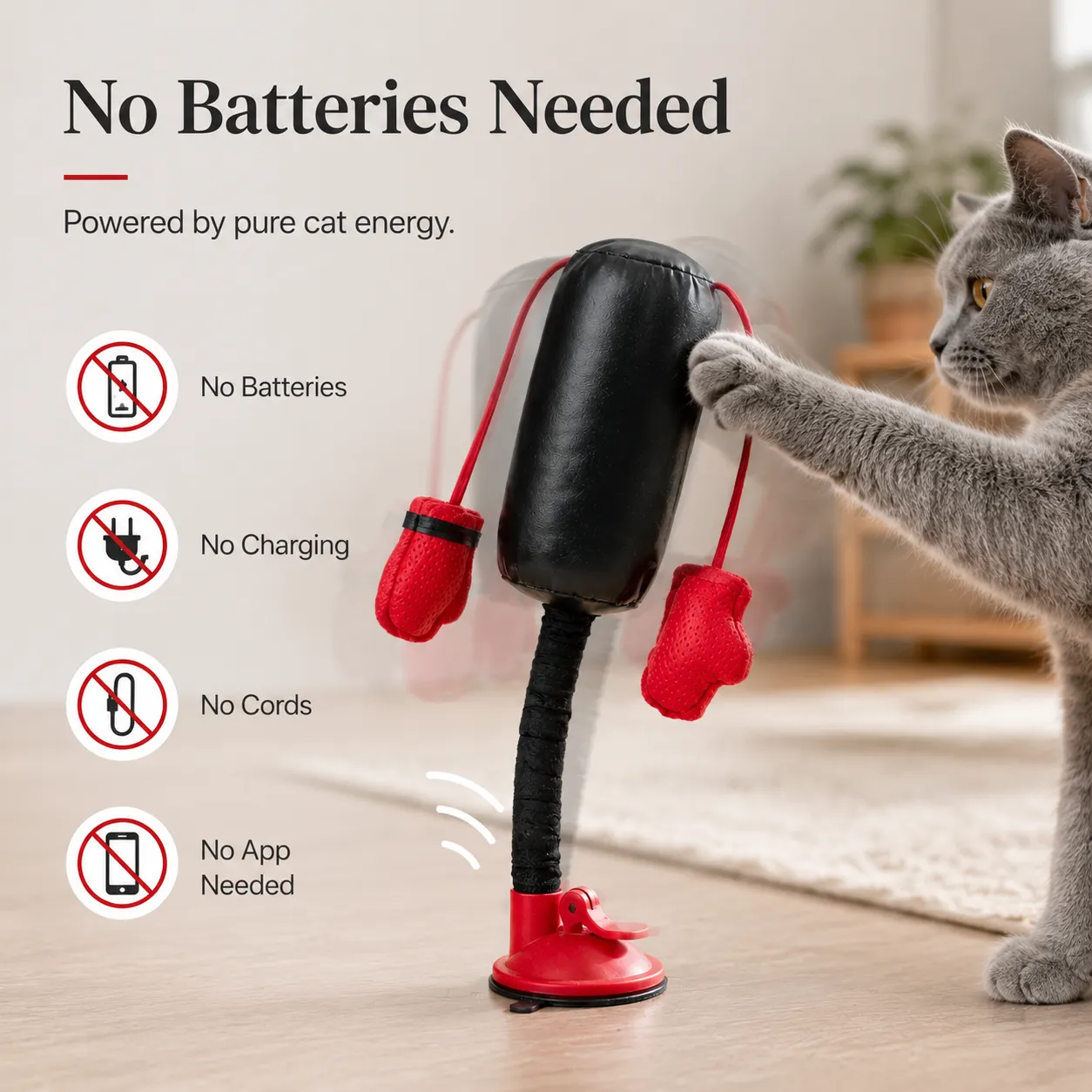 Battery free mechanical cat fitness toy display