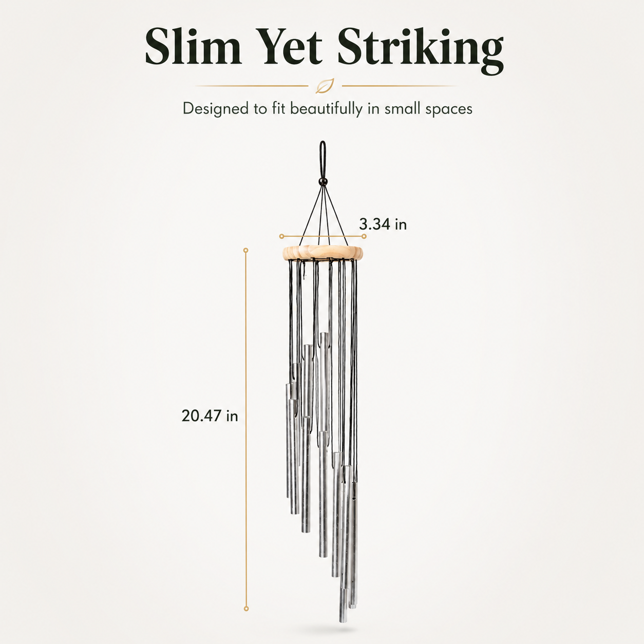 Hanging 12 aluminum tubes wind chime main profile view