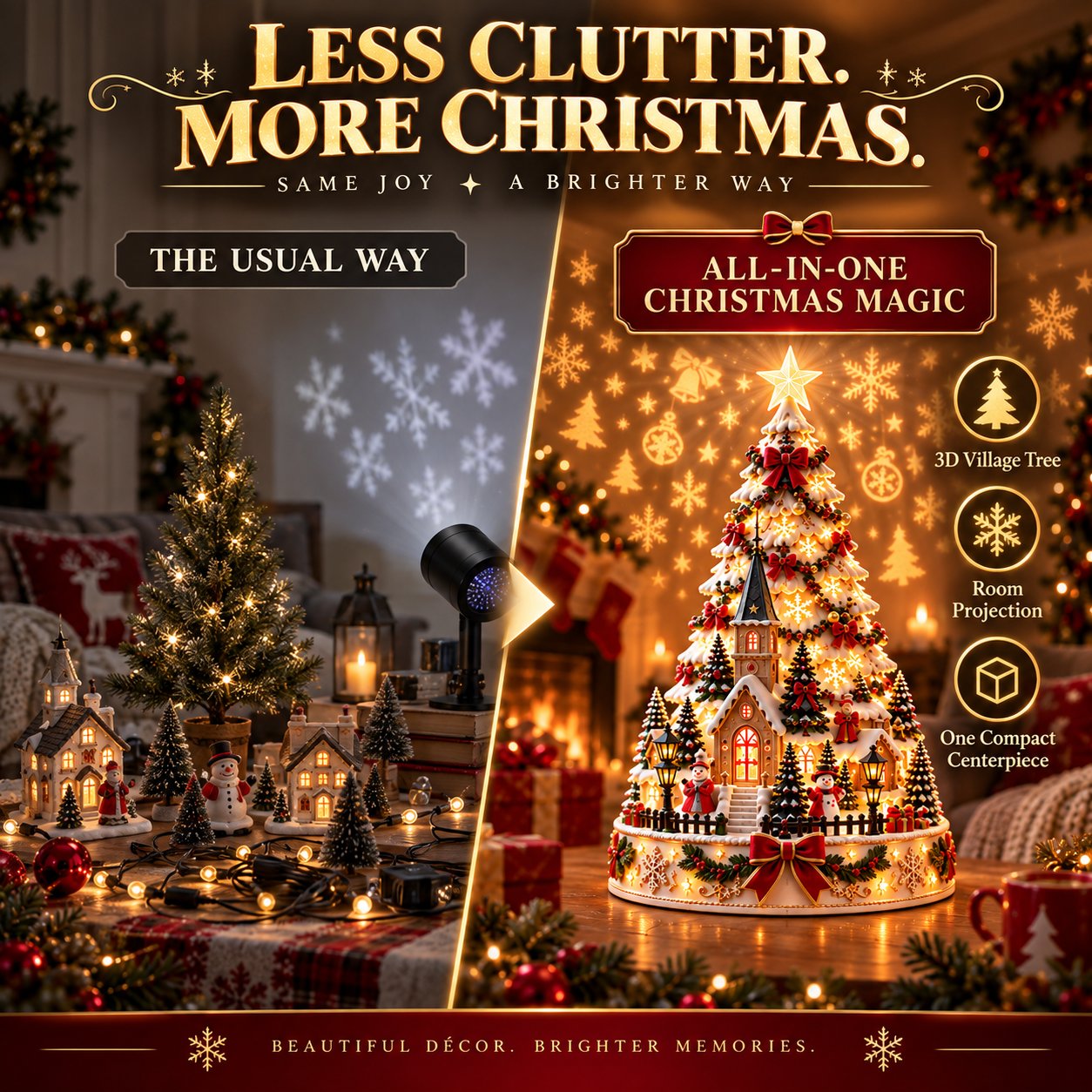 Less clutter with all-in-one Christmas Village Lightscape Tree