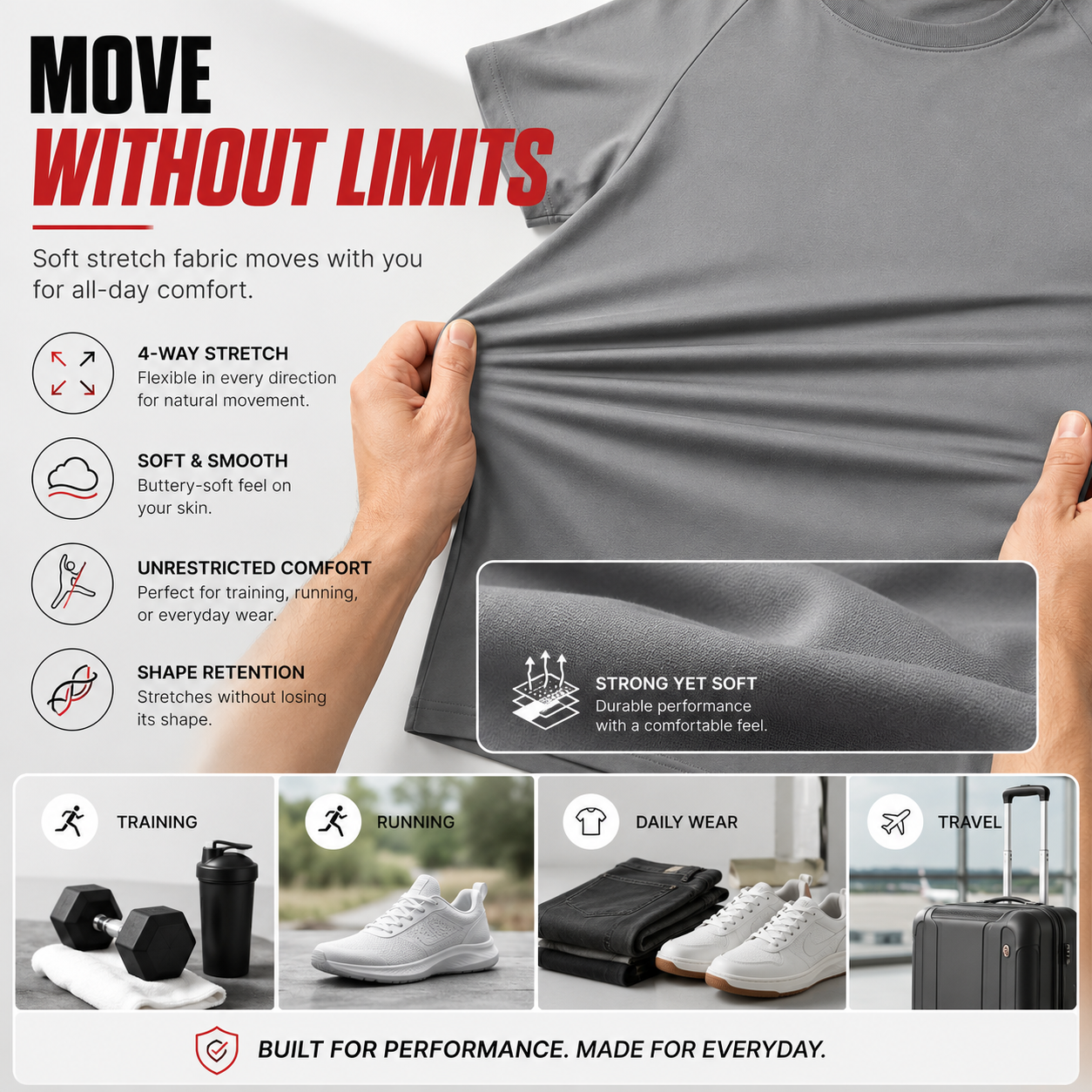 Balanced weight and smooth fabric drape
