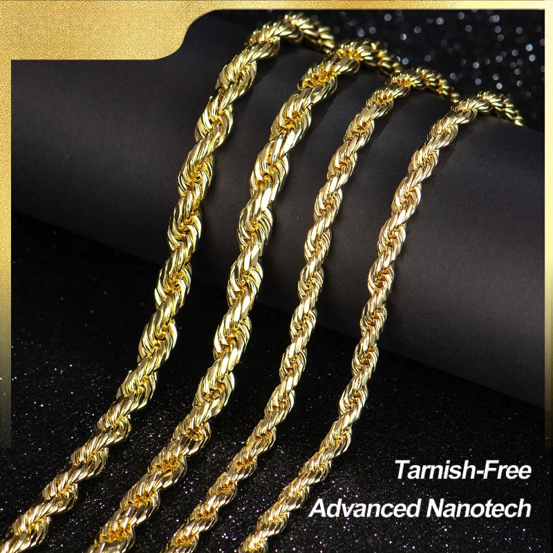 Bold 10mm diamond-cut rope chain gold tone and steel tone styling