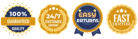Insured shipping and 15-day money back guarantee badge