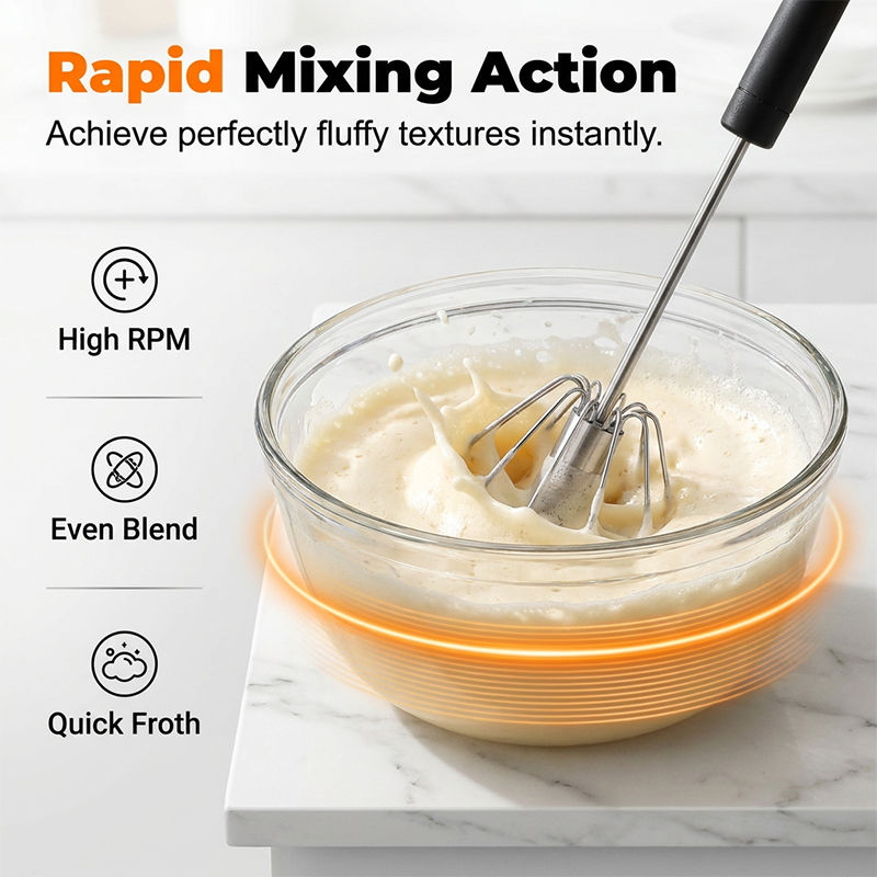 Rapid rotary whisk mixing eggs and batter