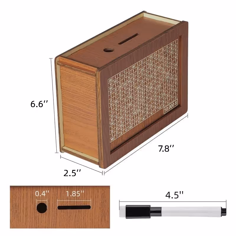 Wooden family fun savings box gift idea