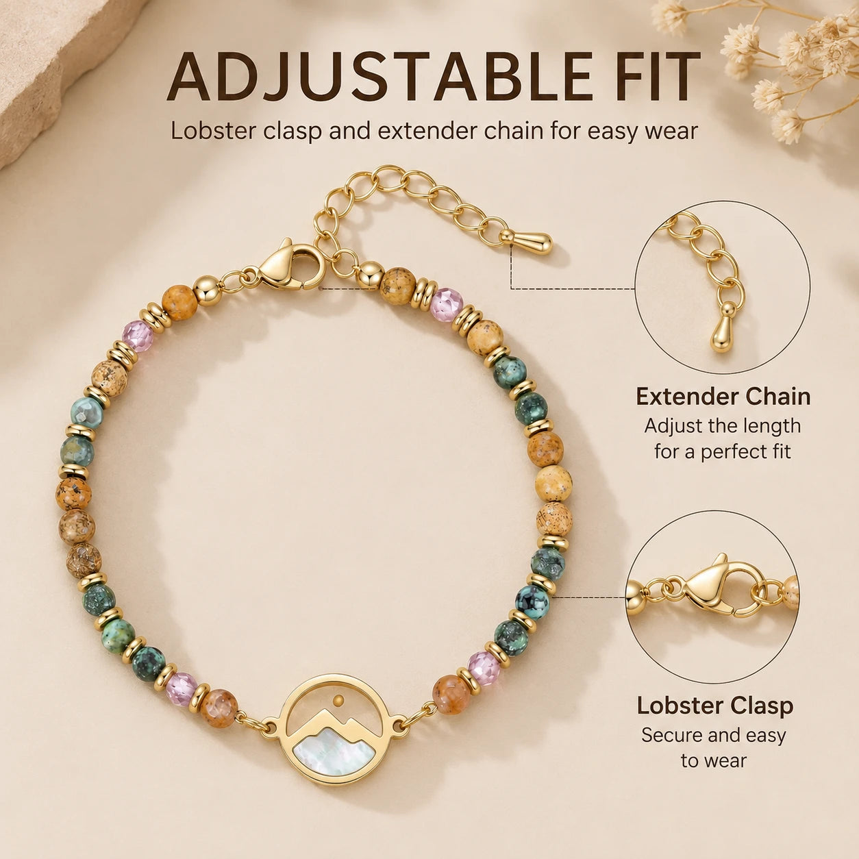 Bracelet with lobster clasp and extender chain