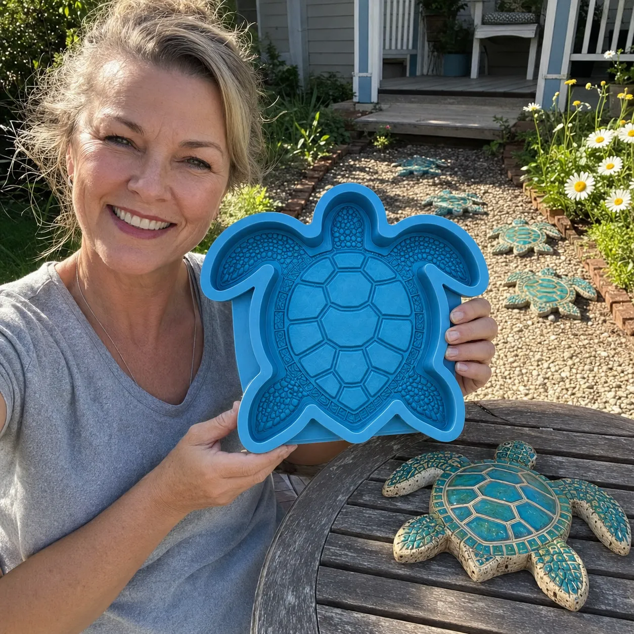 Customer M sea turtle stepping stone pathway photo