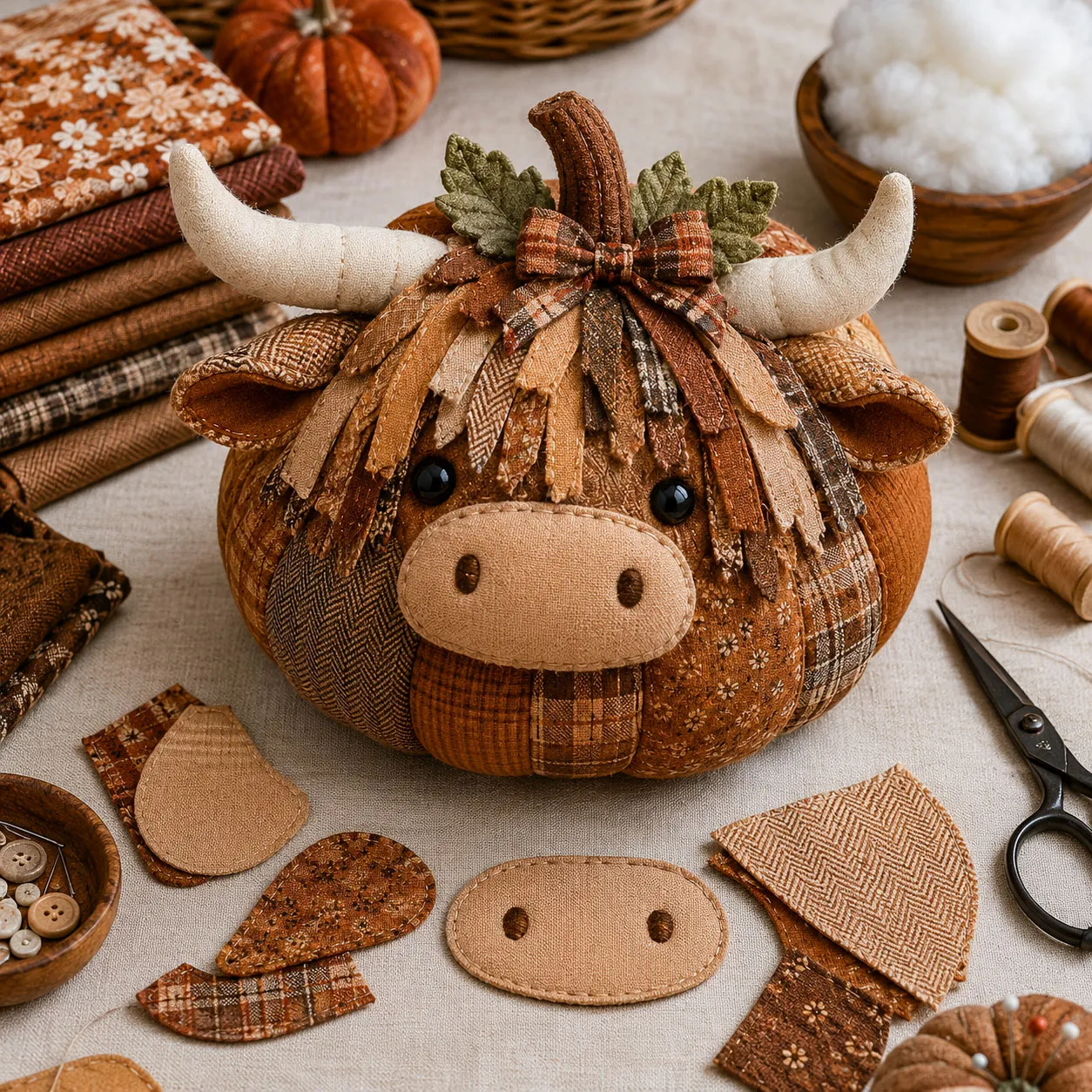 Animal pumpkin DIY sewing kit handmade fall craft project