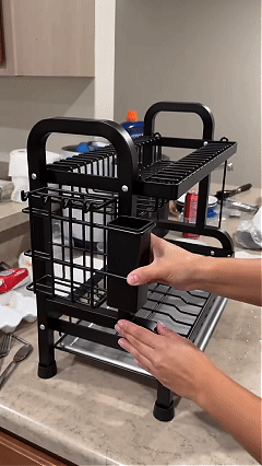 Compact 2-Tier Dish Rack demonstration