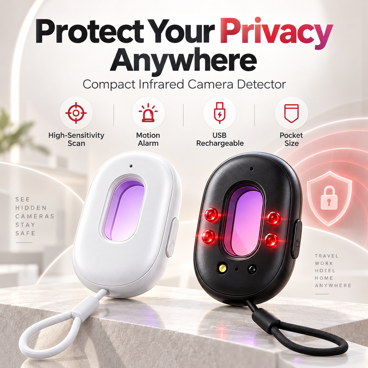 Compact infrared camera detector privacy protection