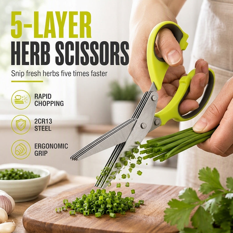 5-layer herb scissors stainless steel kitchen herb cutter