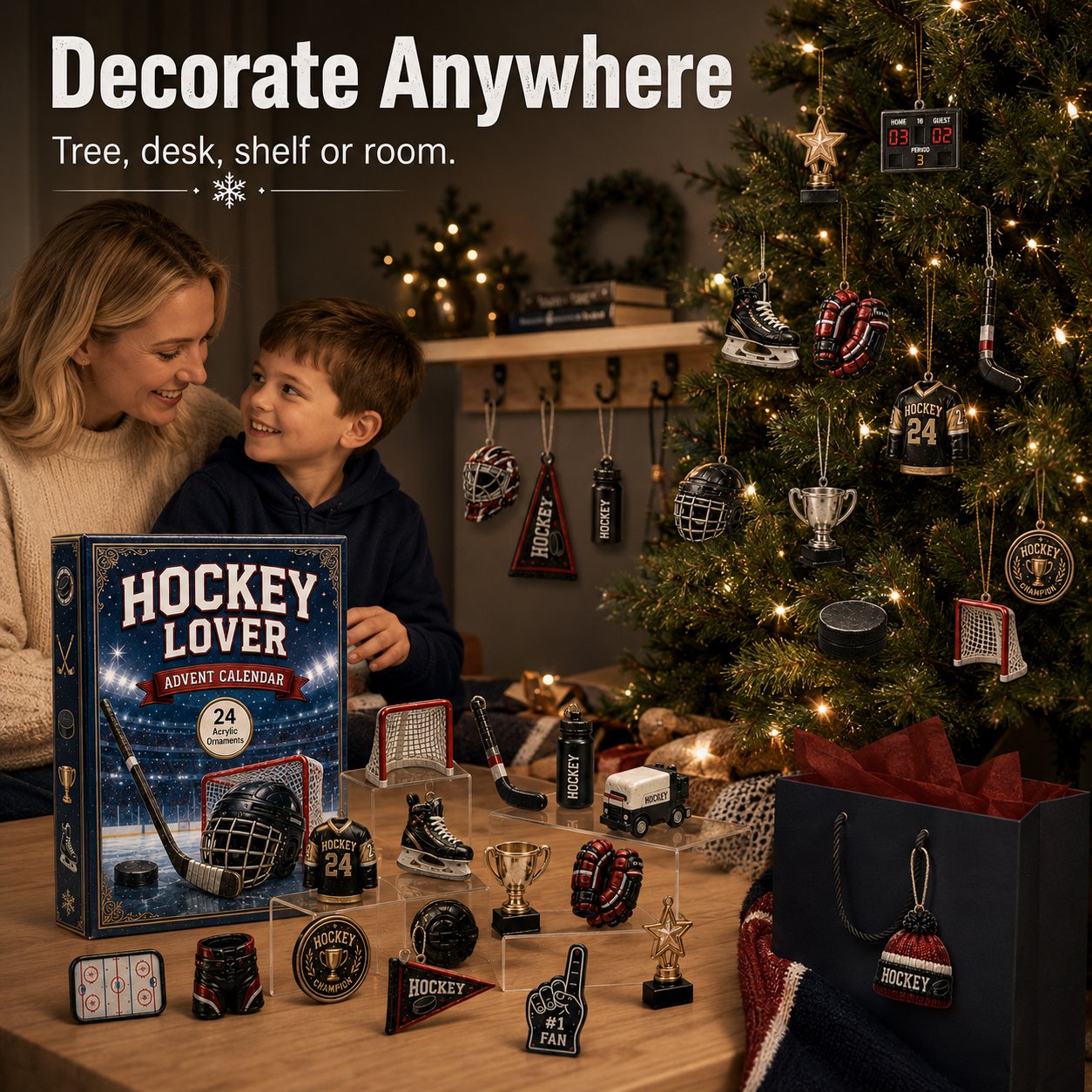 Hockey Christmas Tree and Sports Room Decoration