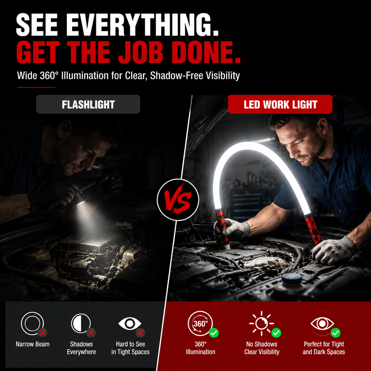 360 degree LED work light illumination
