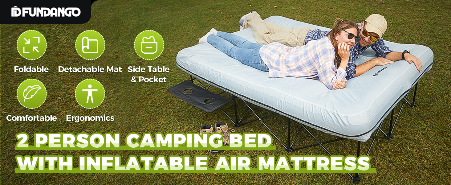 FUNDANGO Queen Camping Cot with Detachable Air Mattress