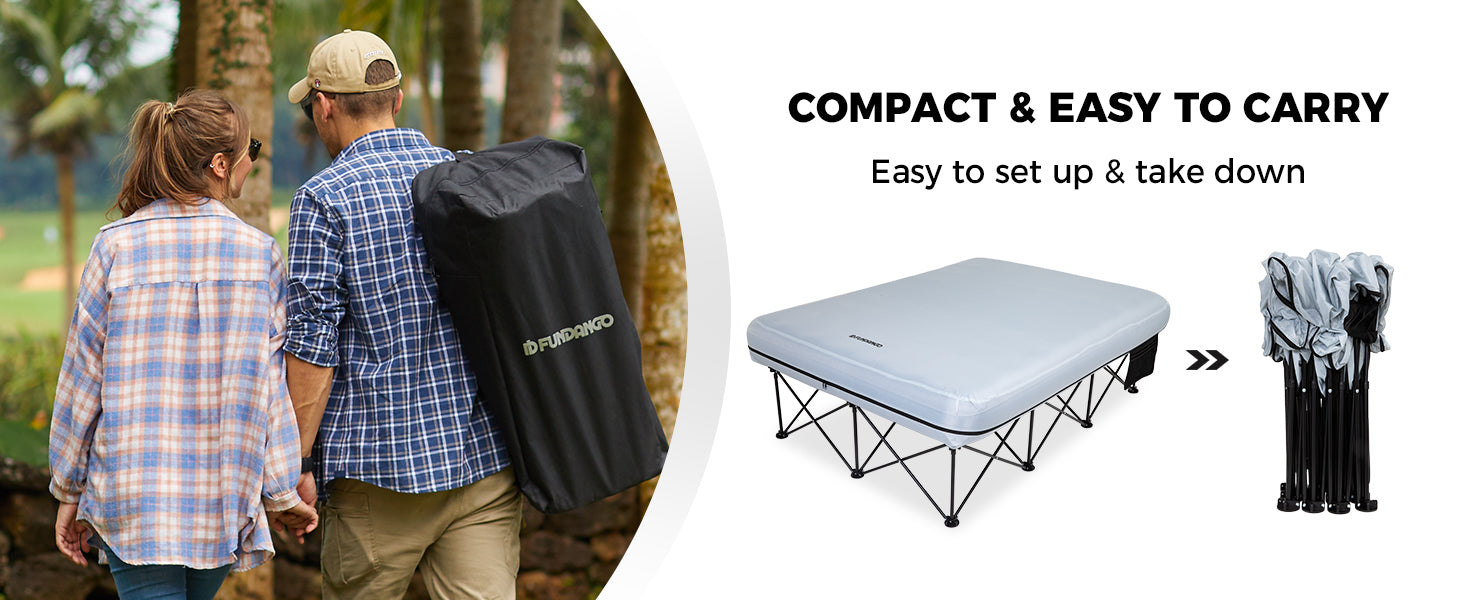 FUNDANGO Queen Camping Cot with Detachable Air Mattress