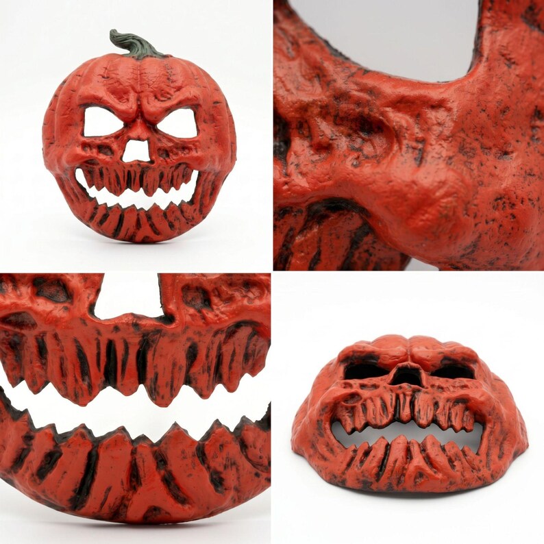 PU foam pumpkin skull mask material and weathered orange detail