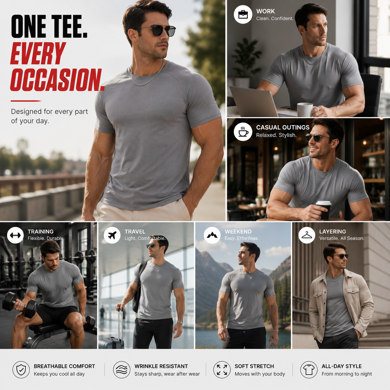 Structured shoulders and relaxed waist outline display