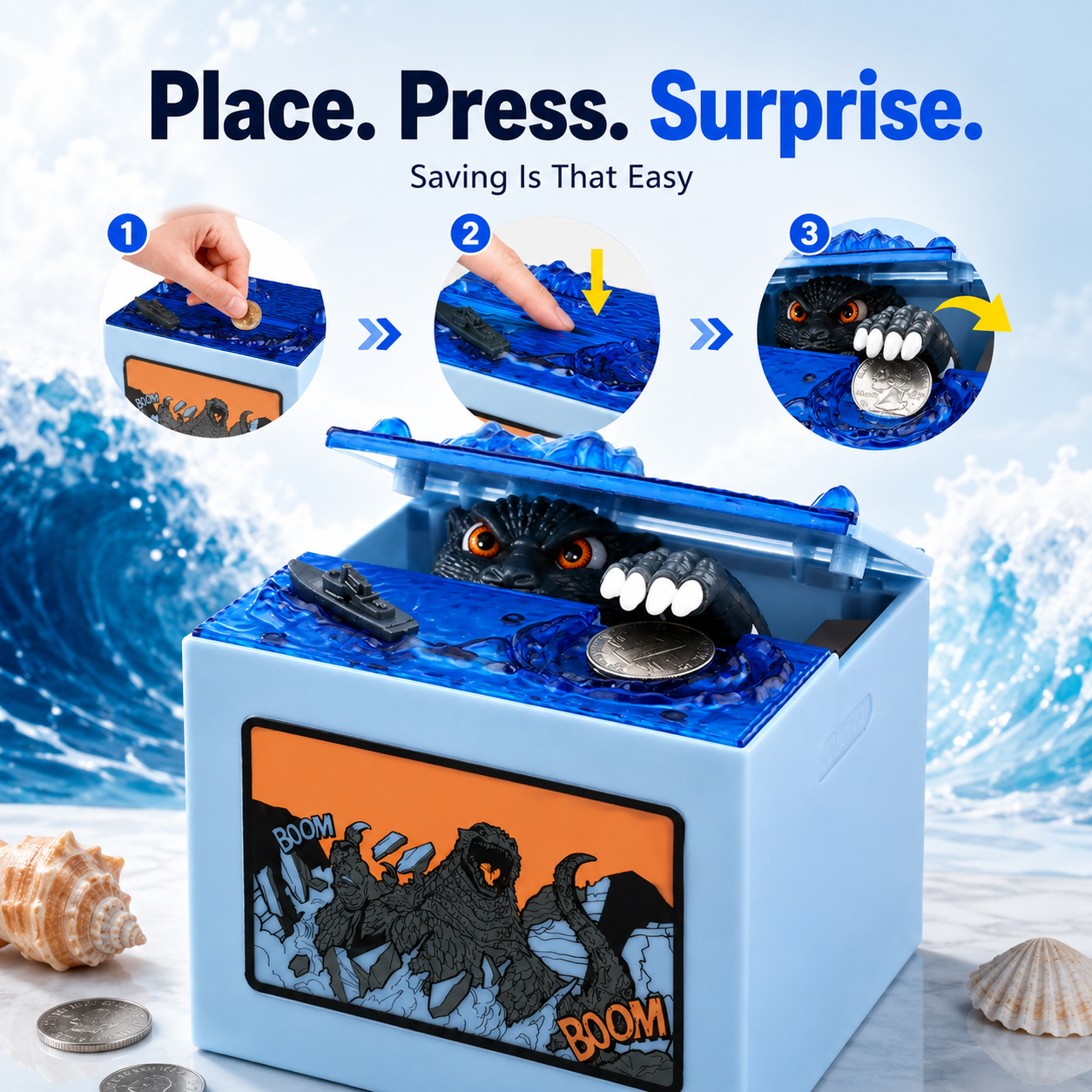Coin bank internal storage capacity view