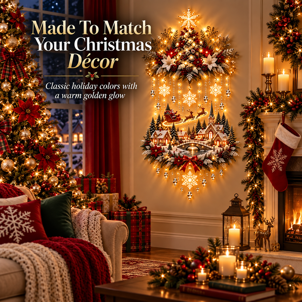 Christmas wall decor matching traditional decorations