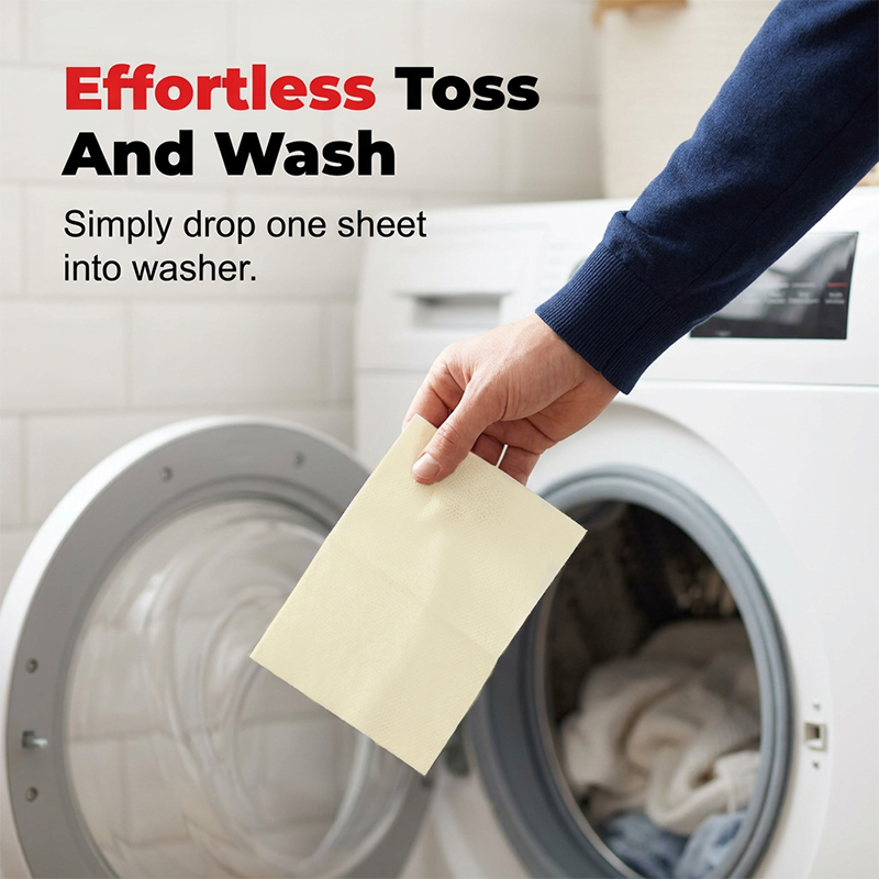 Placing a laundry whitening sheet into a washing machine