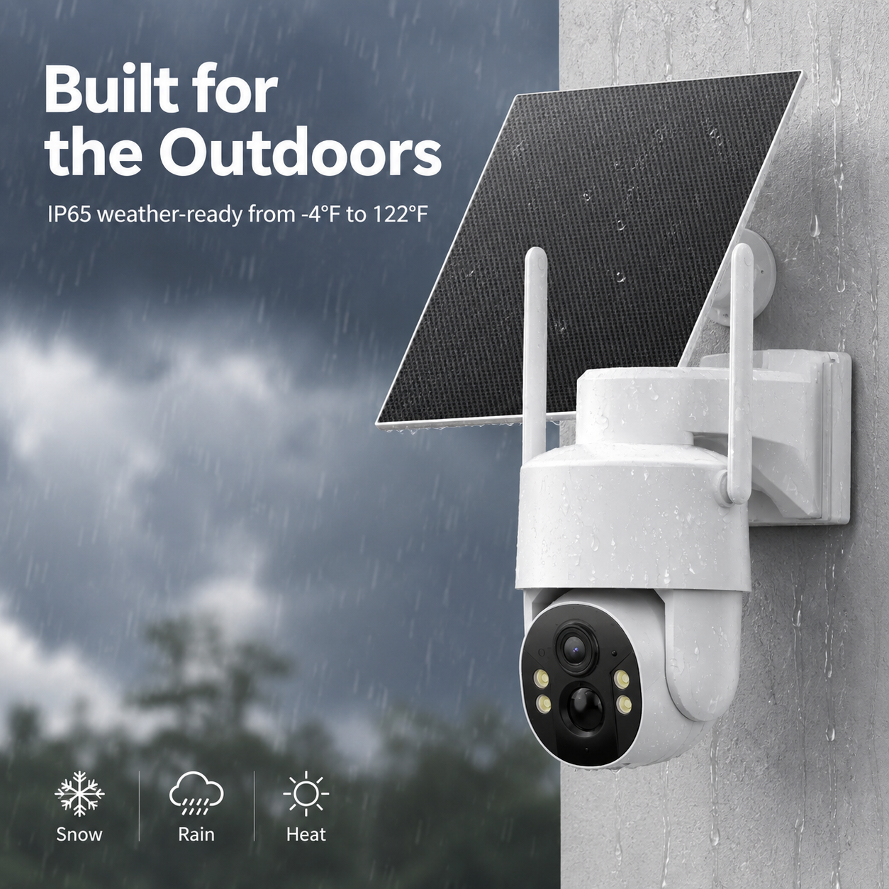 IP65 waterproof camera withstands rain and extreme temperatures