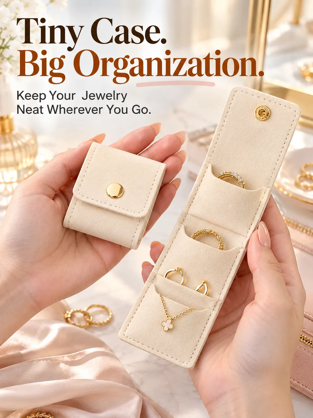 Mini foldable travel jewelry organizer