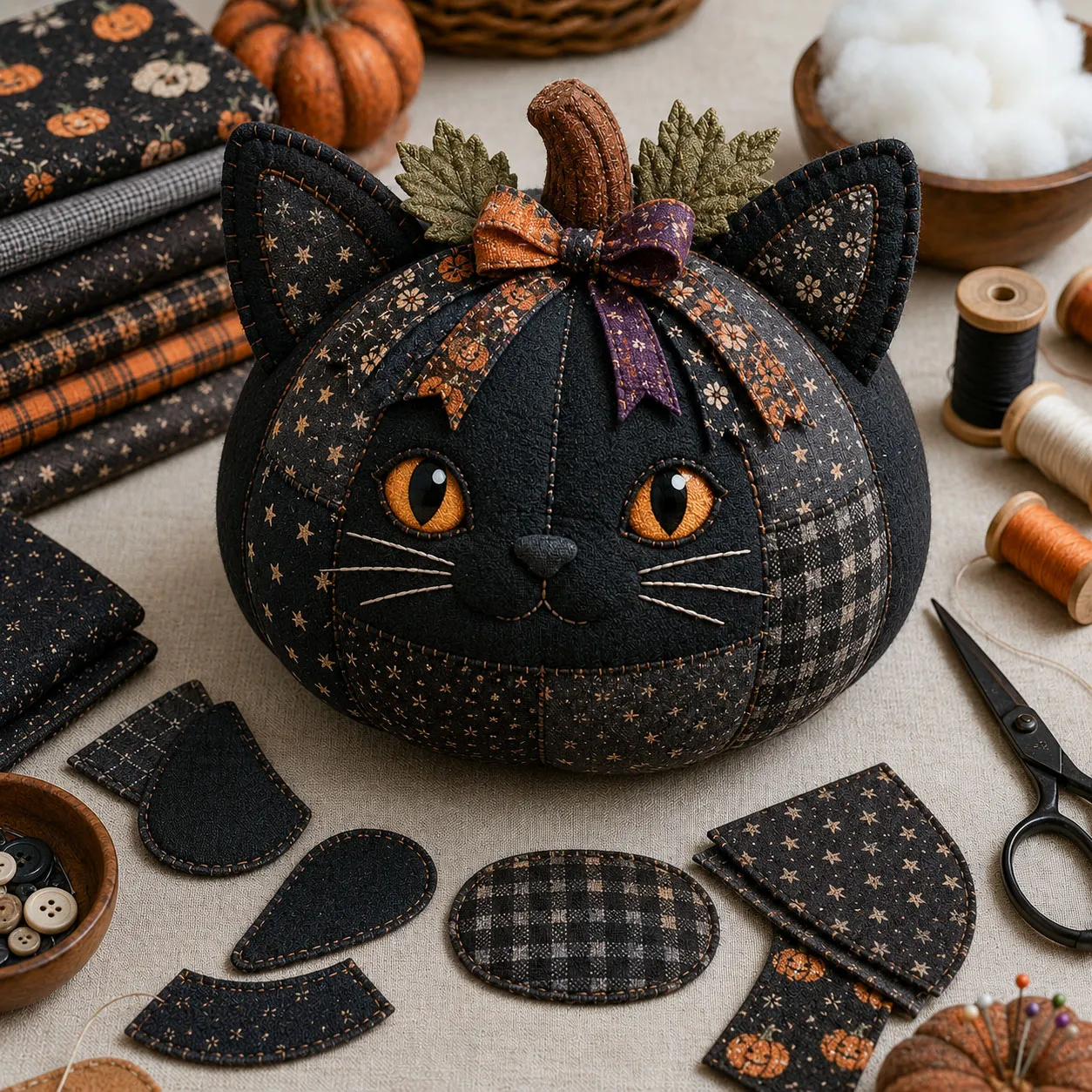 Woodland animal pumpkin sewing craft kit fox owl cat bear style