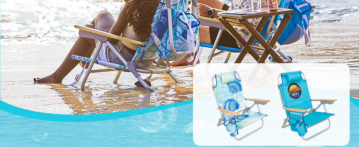 WEJOY Portable Beach Chair with 4 Positions Aluminum Camping Chair