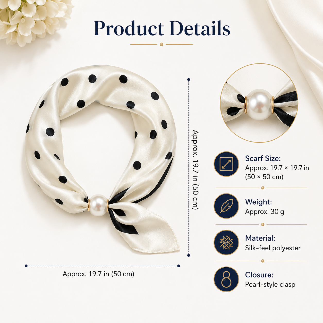 Pearl clasp scarf necklace print patterns and options profile