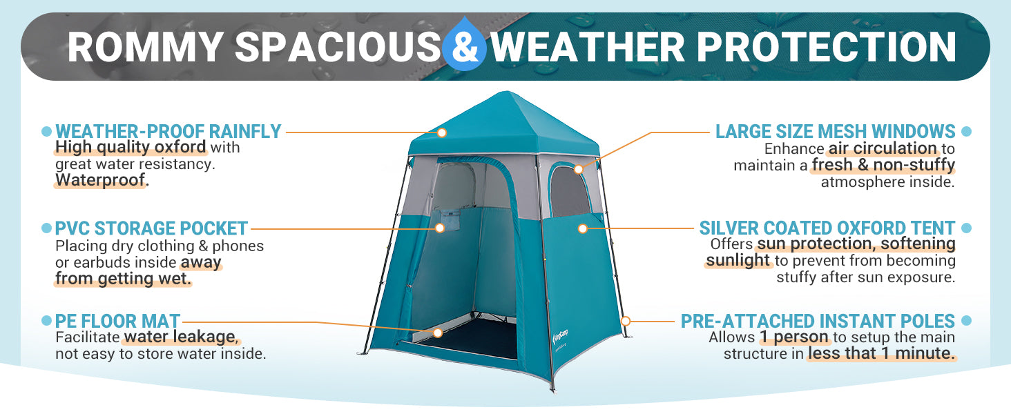 KingCamp Outdoor Shower Tents for Camping Portable Instant Pop Up Privacy Tent